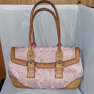 Coach Brand Optic Pink Signature Flap Satchel